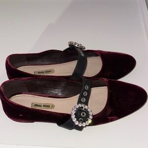 Miu Miu Burgundy Velvet flats sz 41